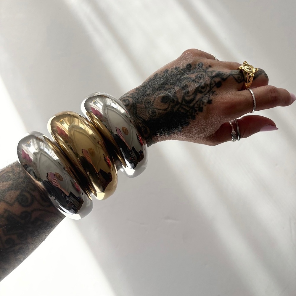 Noir NYC oversized silver or gold cuff bangle